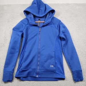 Under Armour ColdGear Full Zip Hoodie Women's M‎ Blue Fitted Active Jacket